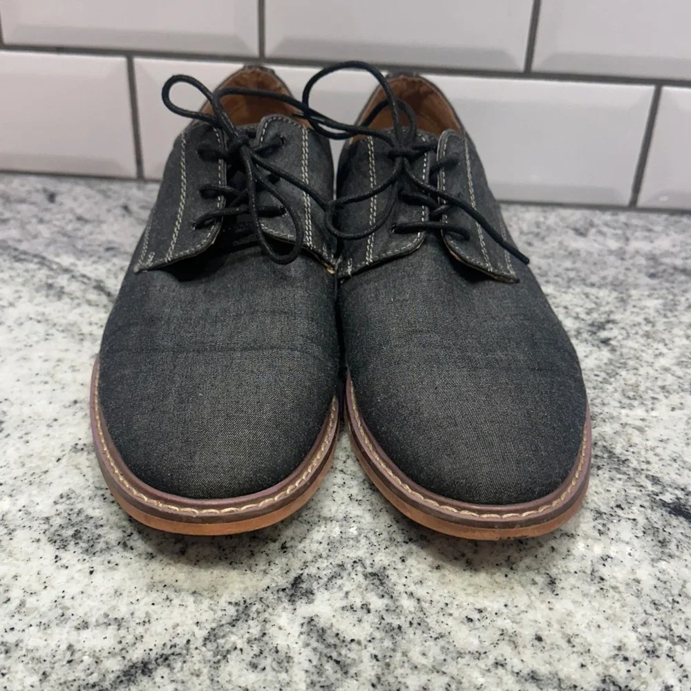 J75 Jump Mens 8 Primo Derby Shoes Black Denim Lace Up Contrast Stitch Urban Easy